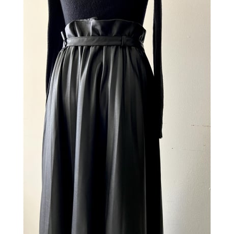 Fake Leather Maxi Flare Skirt