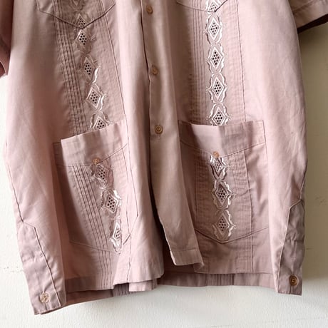 90's Chic Elegant Pink Beige Color Cuba Shirt