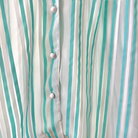 Euro Vintage Stripe Pattern Sheer Blouse