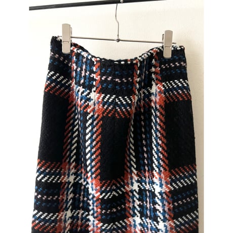 John Branigan Plaid Pattern Knit Long Skirt (made in Ireland)