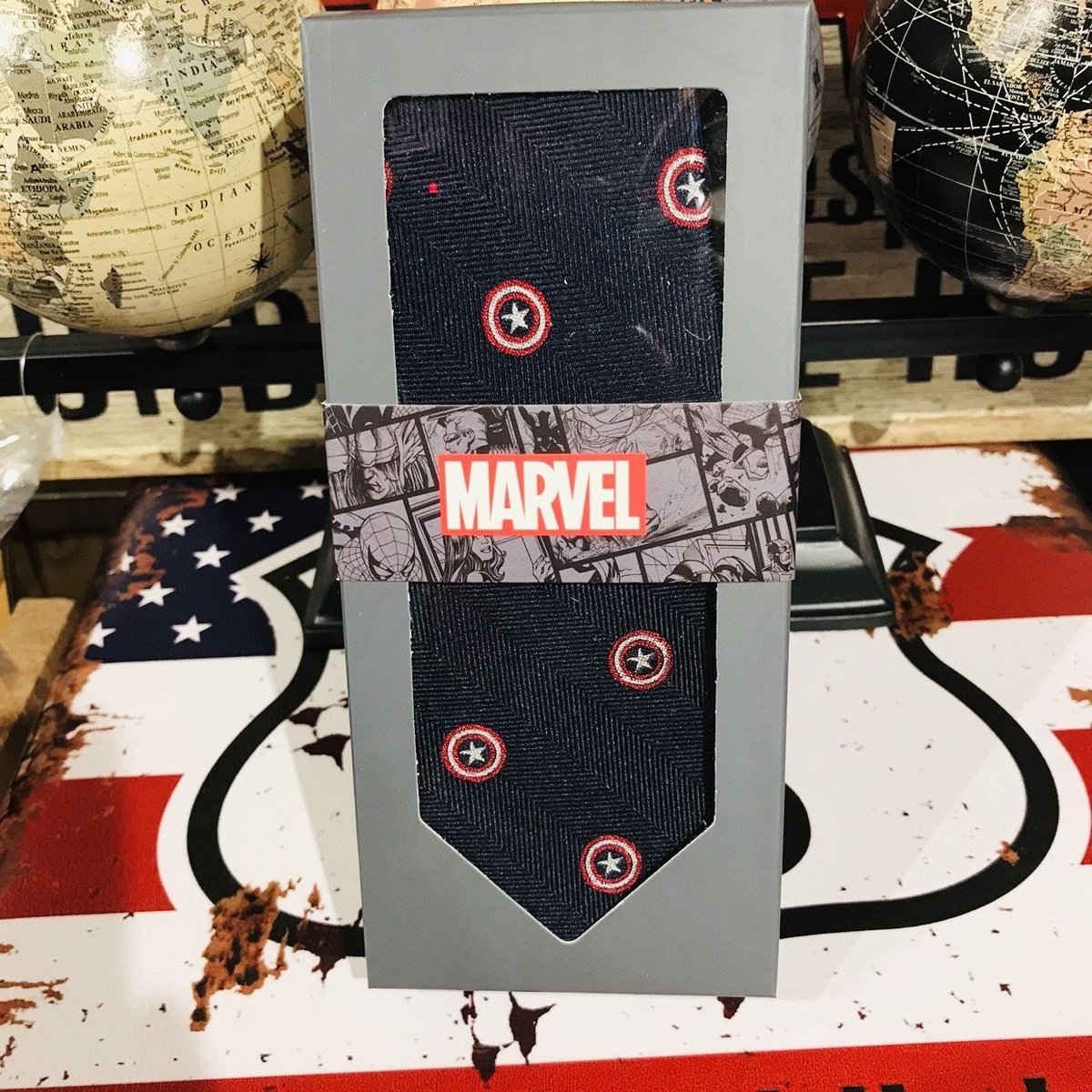 USA直輸入】MARVEL キャプテンアメリカ ネイビー ネクタイ シルク