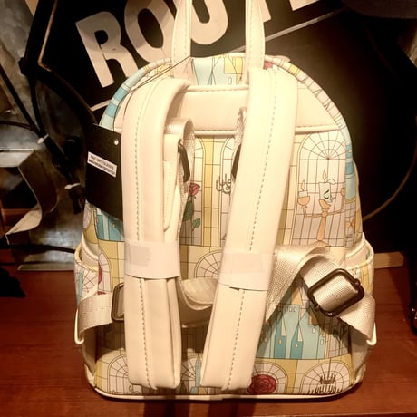 【USA直輸入】DISNEY　美女と野獣　ステンドグラス　窓　バックパック　リュック　ディズニー　ラウンジフライ　loungefly 　ベル　プリンセス　ビースト