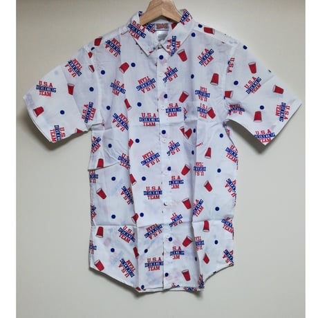 【USA直輸入】USA　ドリンキングチーム　　ボタンダウンシャツ　シャツ　半袖 　 USA drinking team