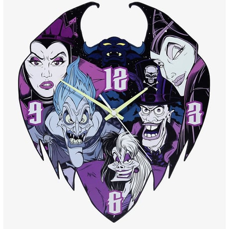 【USA直輸入】DISNEY　ヴィランズ  　掛け時計　ウォール　クロック　VILLANS　悪役　ハデス　マレフィセント　クルエラ