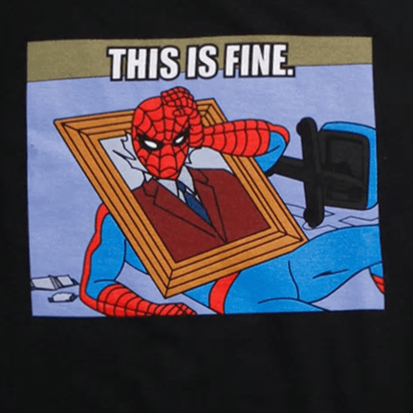 【USA直輸入】MARVEL　スパイダーマン 　This Is Fine　Tシャツ　マーベル　SpiderMan　半袖　アベンジャーズ