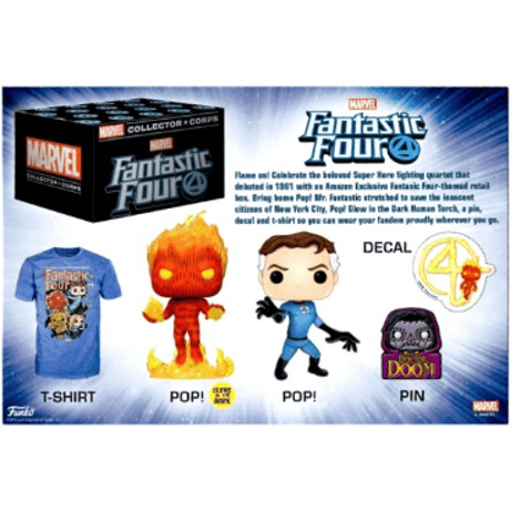【USA直輸入】MARVEL　FUNKO　マーベル　コレクターコープス　ファンタスティック・フォー　POP！　フィギュア　ポップ ＆ Tシャツ ＆ ピンズ ＆ シール　ヒューマントーチ