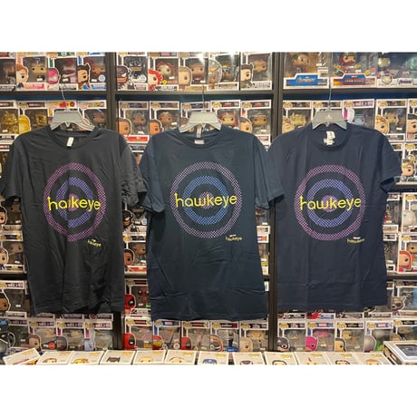 【USA直輸入】MARVEL　ホークアイ　HAWKEYE　ロゴ　Tシャツ　マーベル　ドラマ　ディズニープラス　Disney+　クリント バートン　Sサイズ バイオレット　Mサイズ ネイビー ブラック