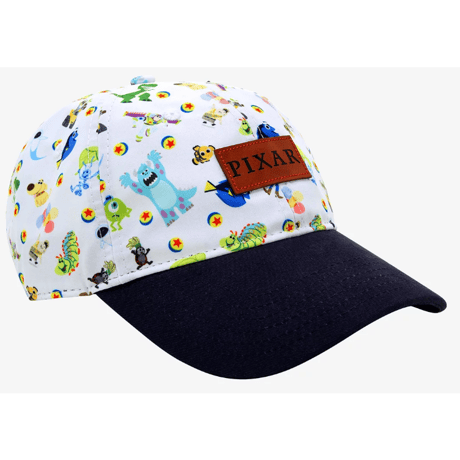 【USA直輸入】Disney　PIXAR　ピクサー　トイストーリー・ニモ・モンスターズインク・バブスライフ　総柄　ダッド キャップ　帽子　ハット　ディズニー