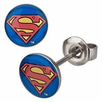 【ＵＳＡ直輸入】DCコミックス　スーパーマン　ロゴ　丸形　ピアス　アクセサリー　イヤリング　DC　ジャスティスリーグ