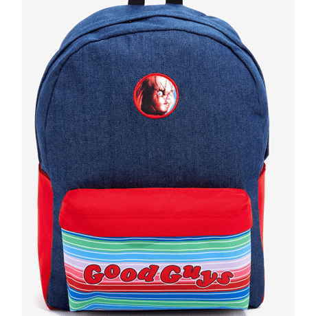 【USA直輸入】Child's Play　チャイルドプレイ　Chucky 　チャッキー　グッドガイ　ストライプのシャツ柄　リュック　バックパック　デニム生地　ホラー