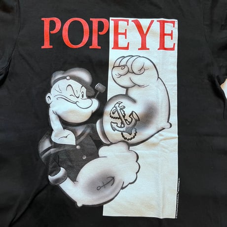 【USA直輸入】　　POPEYE　ポパイ　Ｔシャツ　白黒　キャラクター　カートゥーン　アメキャラ  ほうれん草