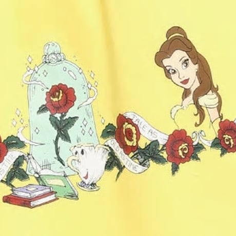 【USA直輸入】DISNEY　美女と野獣　ベル　黄色 レトロ ドレス　Sサイズ　魔法のバラ　チップ　ワンピース　スカート　ディズニー　プリンセス　Dハロ　アパレル