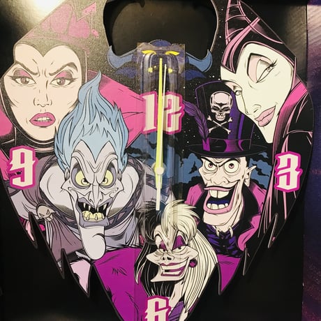 【USA直輸入】DISNEY　ヴィランズ  　掛け時計　ウォール　クロック　VILLANS　悪役　ハデス　マレフィセント　クルエラ