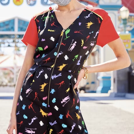 【USA直輸入】DISNEY　ピクサー　シルエット　総柄　ジャンプスーツ　ワンピース　ディズニー　PIXAR　ドレスショップ コレクション　Dハロ　トイストーリー　ニモ