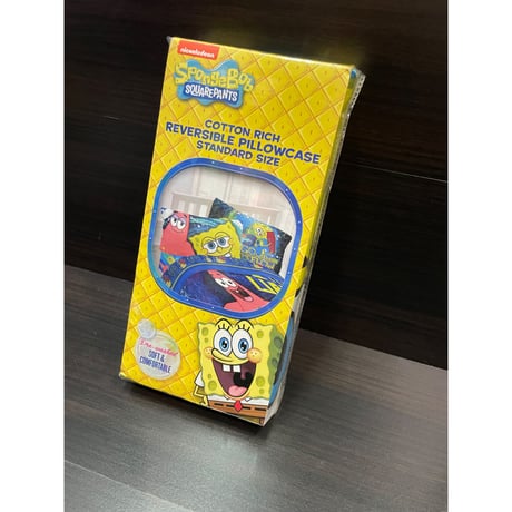 【USA直輸入】スポンジボブ　スクエアパンツ　枕カバー　コットンリッチ　リバーシブル　SpongeBob　ニコロデオン