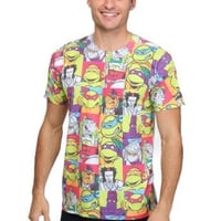 【USA直輸入】タートルズ　総柄　スクエア　Ｔシャツ　ティーンエイジ　ミュータント　ニンジャ　TMNT　ニコロデオン　TMNT　アメコミ　忍者