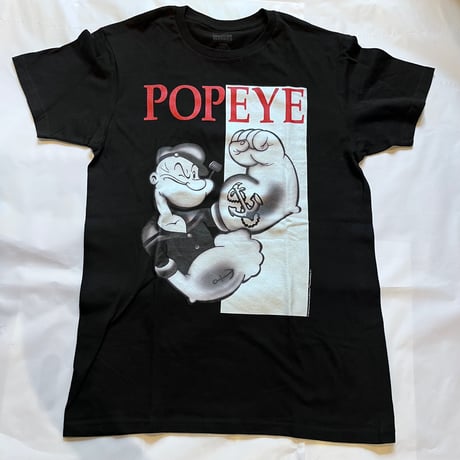 【USA直輸入】　　POPEYE　ポパイ　Ｔシャツ　白黒　キャラクター　カートゥーン　アメキャラ  ほうれん草