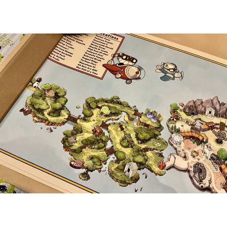 【USA直輸入】カップヘッド　Cuphead　アート　マップ　地図　ステージ画面　ポスター 　イラスト