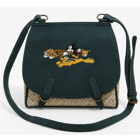 【USA直輸入】DISNEY　ミッキーマウス ＆ プルート ＆ レオパード　ショルダーバッグ　ヒョウ柄　裏地は足跡柄　ディズニー　ラウンジフライ　 Loungefly　肩掛け バッグ　ミッキー