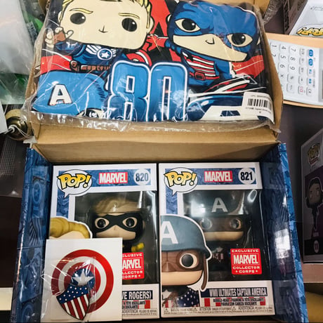 【USA直輸入】MARVEL　FUNKO　マーベル　コレクターコープス　キャプテンアメリカ　サブスクリプション　POP！　フィギュア　ポップ ＆ Tシャツ ＆ ピンズ ＆ シール