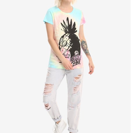 【USA直輸入】スポンジボブ　パイナップルハウス　タイダイ　レディース　Tシャツ　ゲイリー　スポンジ・ボブ　SpongeBob　ニコロデオン