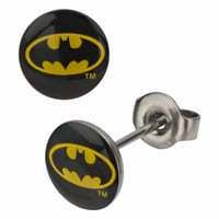 【ＵＳＡ直輸入】DCコミックス　バットマン　ロゴ　丸形　ピアス　アクセサリー　イヤリング　DC　ジャスティスリーグ