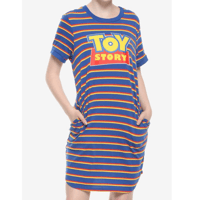 【USA直輸入】DISNEY　トイストーリー　ストライプ　Toy Story　ロゴ　ロングTシャツ　ワンピース　ディズニー　ピクサー　ウッディ　バズ　Tシャツ