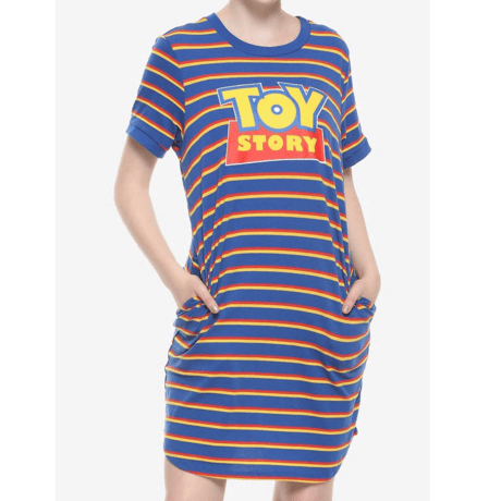 【USA直輸入】DISNEY　トイストーリー　ストライプ　Toy Story　ロゴ　ロングTシャツ　ワンピース　ディズニー　ピクサー　ウッディ　バズ　Tシャツ