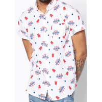 【USA直輸入】USA　ドリンキングチーム　　ボタンダウンシャツ　シャツ　半袖 　 USA drinking team