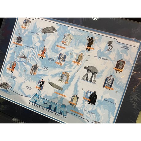 【USA直輸入】STARWARS　HOTH a world of snow and ice　スターウォーズ　ホス　氷の惑星　マップ　デラックスプリント　アートボード　ポスター  　壁掛け　インテリア