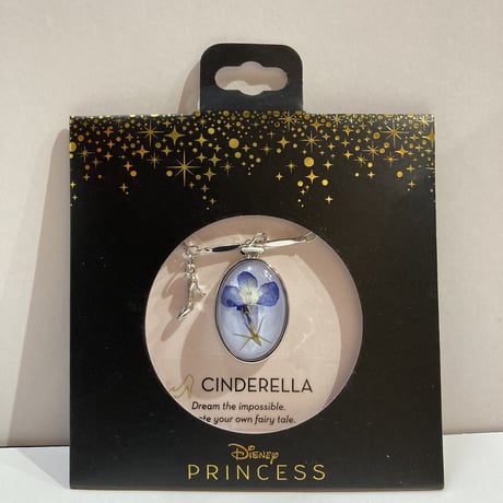 【USA直輸入】DISNEY　シンデレラ　ガラスの靴 ＆ ブルー ドライフラワー　ペンダント　ネックレス　ディズニー　アクセサリー　プリンセス　ドレス