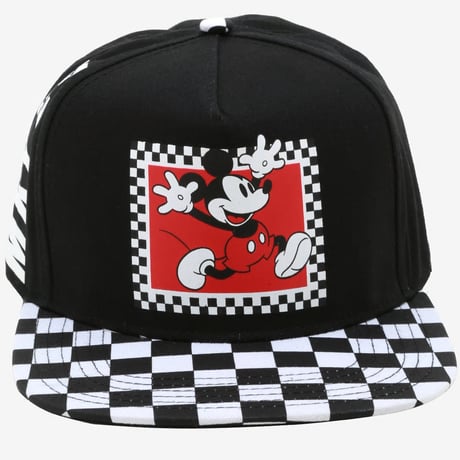 【USA直輸入】DISNEY　ミッキーマウス　白黒 チェック 柄　"MKY 28"　キャップ　ハット　帽子　スナップバック　ミッキー　ディズニー