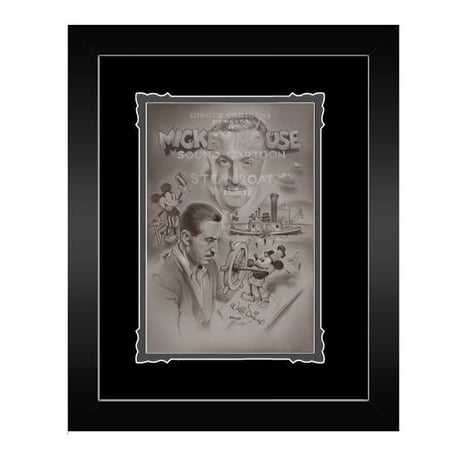 【USA直輸入】Disney　ウォルト ディズニー　ミッキー　蒸気船ウィリー　Steamboat Willie　アート パネル　NOAH ファインアート　クラシック　モノクロ