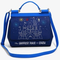【USA直輸入】DISNEY　ディズニーランド リゾート　65thア二バーサリー　お城 ＆ 花火　ショルダーバッグ　ディズニー　ラウンジフライ　肩掛け バッグ　ハンドバッグ