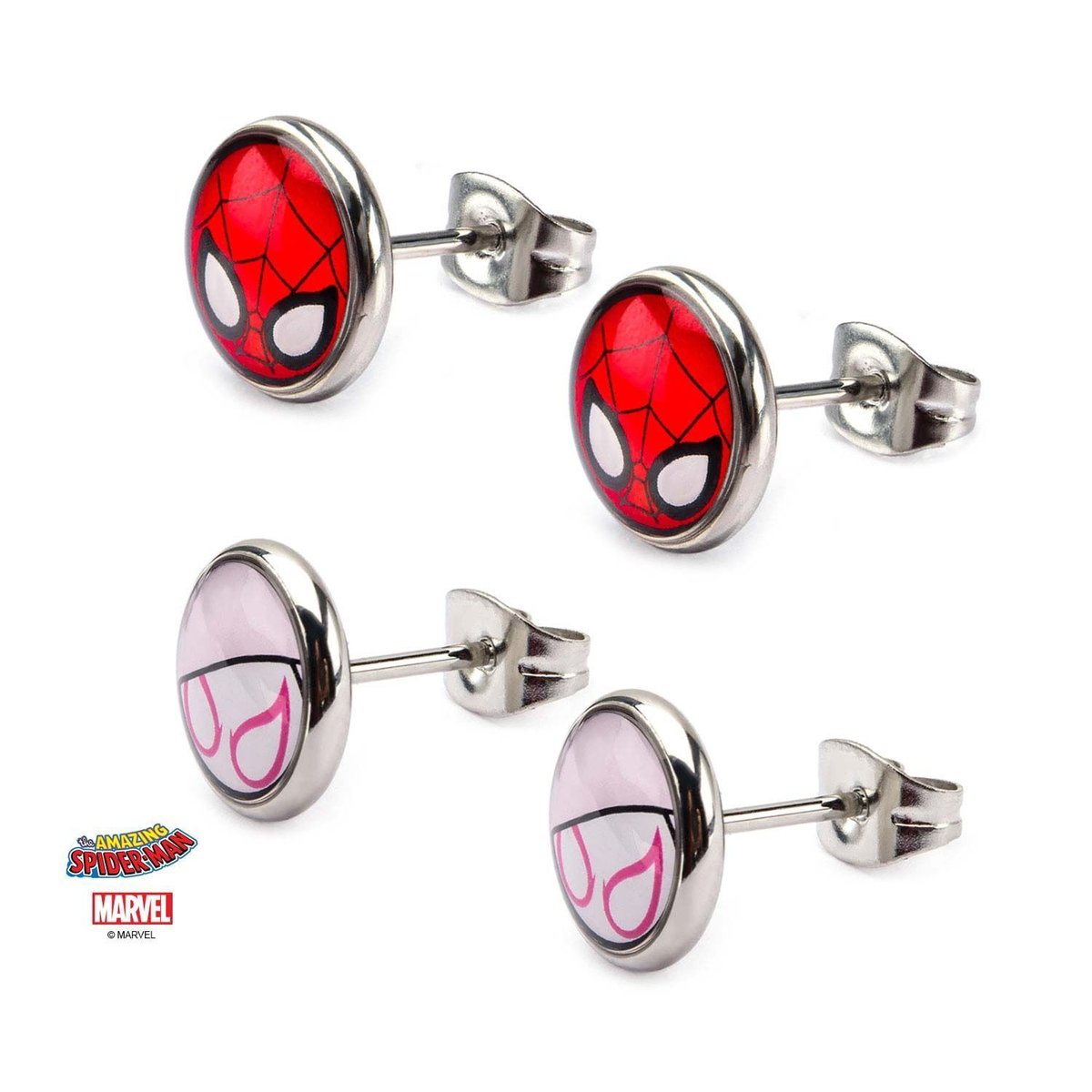 【USA直輸入】MARVEL スパイダーマン スパイダーグウェン ロゴ ピアス 3個セット アクセサリー マーベル アベンジャーズ グウェン・ ステイシー スパイダーウーマン