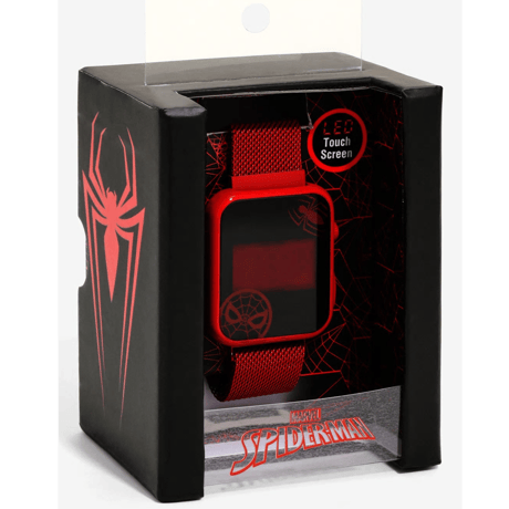 【USA直輸入】MARVEL　スパイダーマン　LED  タッチ  スクリーン　腕時計　リストウォッチ　メタル メッシュ ストラップ　マーベル　ロゴ　Spider-man　ピーター・パーカー