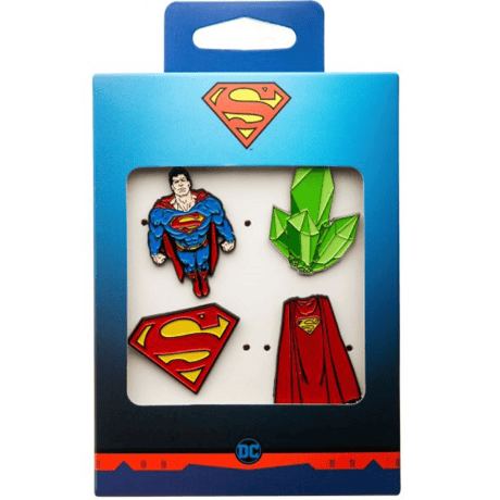 【USA直輸入】DC　スーパーマン　全身 ＆ マント ＆ クリプトナイト ＆ ロゴ 　エナメル　ラペル ピン　4個セット　ピンズ　DCコミックス　ピンバッジ　Superman