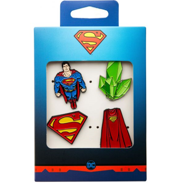 スーパーマン　海外限定グッズ　ピンバッジ　ウェルカムボックス　Superman USA直輸入】DC スーパーマン 全身 ＆ マント ＆ クリプトナイト