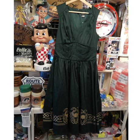 【USA直輸入】MARVEL　ロキ　ワンピース　グリーン ＆ ゴールド　ドレス　マーベル　マイティ　ソー　THOR　LOKI　ヘルメット　ロゴ　アベンジャーズ 