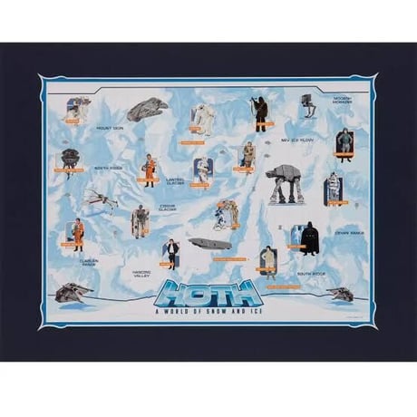 【USA直輸入】STARWARS　HOTH a world of snow and ice　スターウォーズ　ホス　氷の惑星　マップ　デラックスプリント　アートボード　ポスター  　壁掛け　インテリア