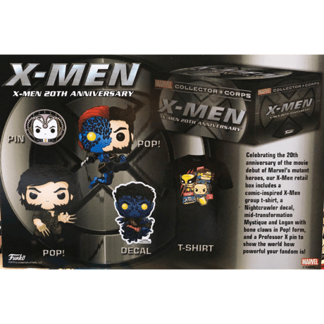 【USA直輸入】MARVEL　FUNKO　マーベル　コレクターコープス　X-Men　20thアニバーサリー　POP！　Tシャツ　フィギュア　Xメン　エックスメン　ポップ　ローガン　ミスティーク