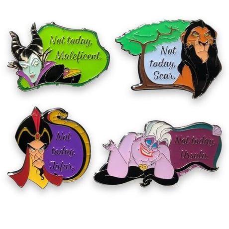 【USA直輸入】Disney　ヴィランズ　ピンバッチ　4点　セット 　ディズニー　　PIN　ピン　バッジ　VILLAINS　アースラ　ジャファー　スカー　マレフィセント