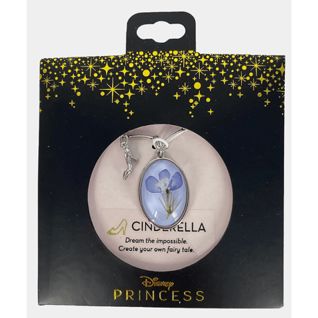 【USA直輸入】DISNEY　シンデレラ　ガラスの靴 ＆ ブルー ドライフラワー　ペンダント　ネックレス　ディズニー　アクセサリー　プリンセス　ドレス