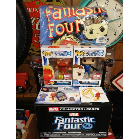【USA直輸入】MARVEL　FUNKO　マーベル　コレクターコープス　ファンタスティック・フォー　POP！　フィギュア　ポップ ＆ Tシャツ ＆ ピンズ ＆ シール　ヒューマントーチ