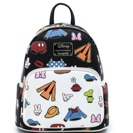 【USA直輸入】DISNEY　 ミニ　バックパック　ようふく　パターン　リュック　ディズニー　バッグ　ラウンジフライ　loungefly　ミッキー　ミニー　グーフィー　ドナルド