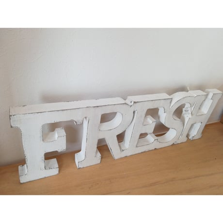 【USA直輸入】ウォールデコ　木製　フレッシュ　ホワイトウォッシュ　 Fresh　看板