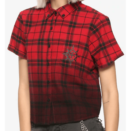 【USA直輸入】DISNEY　キングダムハーツ III　AXEL PLAID　アクセル　チェック柄 レディース　半袖シャツ　ディズニー　半袖　シャツ　XIII機関のメンバー　GAME　ゲーム