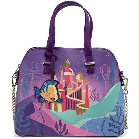 【USA直輸入】DISNEY　リトルマーメイド　キャッスル　ショルダーバッグ　ディズニー　ディズニーランド　ラウンジフライ　 Loungefly　肩掛け バッグ　キャッスル　シリーズ　アリエル