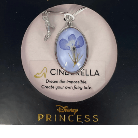 【USA直輸入】DISNEY　シンデレラ　ガラスの靴 ＆ ブルー ドライフラワー　ペンダント　ネックレス　ディズニー　アクセサリー　プリンセス　ドレス