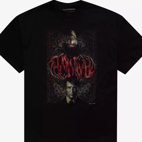 【※ご予約・USA直輸入】　ハンニバル　アントラーズ　ポートレート　ドラマ　Tシャツ　マッツ　ミケルセン　ヒュー　ダンシー  レクター博士